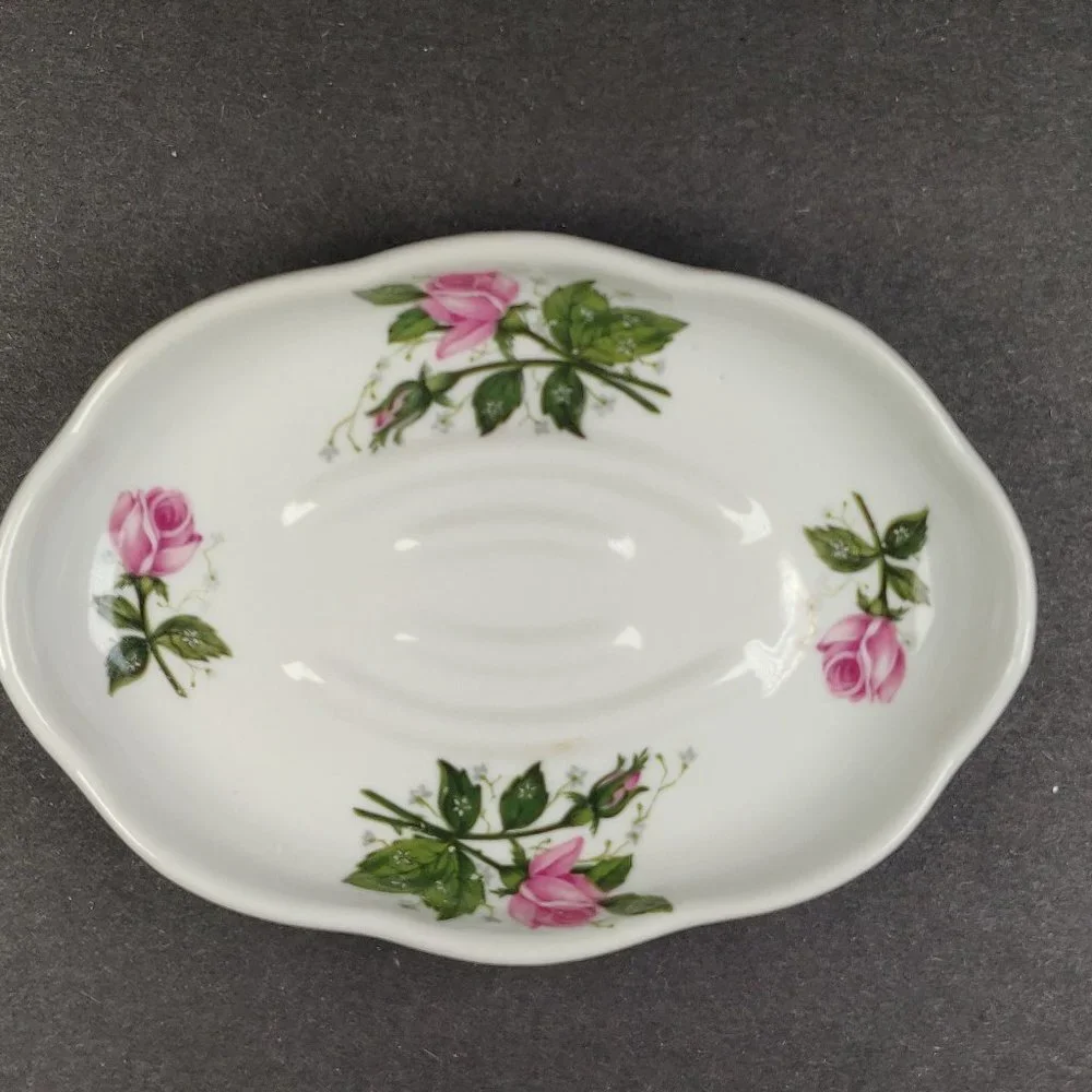 Vintage French Champs Elysées Paris Porcelain Soap Dish Floral 50s/60s
